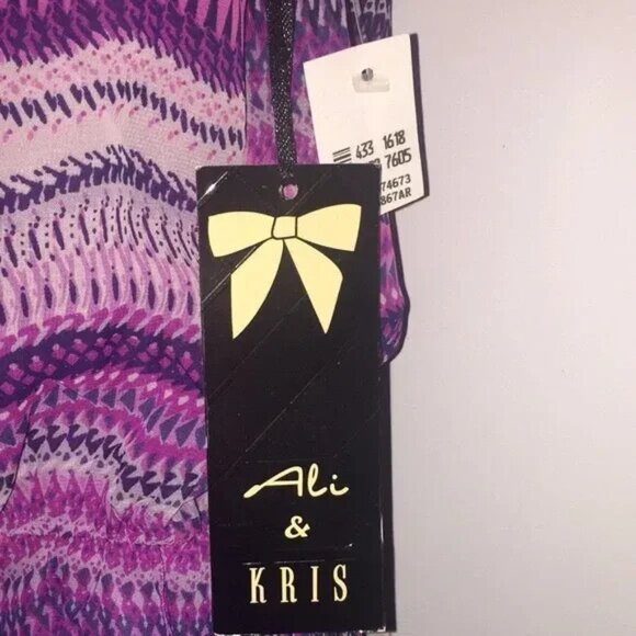 Ali & Kris Strapless Off The Shoulder Summer Sundress Peacock Feather Size Large - Picture 3 of 10